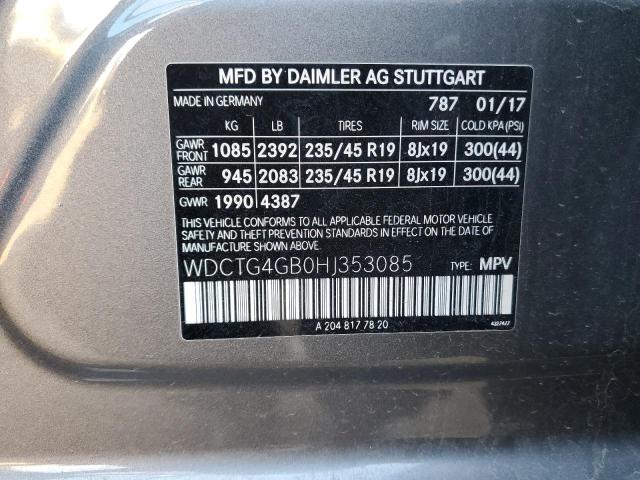 WDCTG4GB0HJ353085 - 2017 MERCEDES-BENZ GLA 250 4MATIC GRAY photo 14