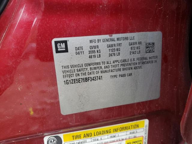 1G1ZE5E76BF343741 - 2011 CHEVROLET MALIBU LTZ 红色 照片 10