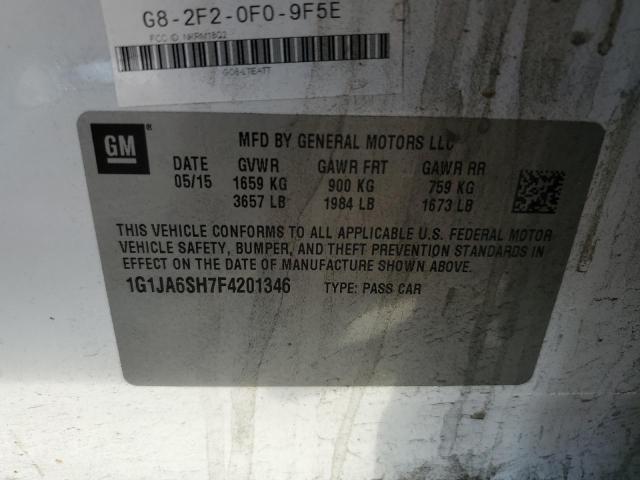 1G1JA6SH7F4201346 - 2015 CHEVROLET SONIC LS 白色 照片 12