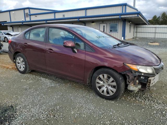 19XFB2F56CE393050 - 2012 HONDA CIVIC LX BURGUNDY photo 4