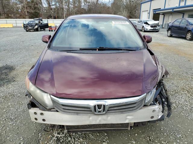 19XFB2F56CE393050 - 2012 HONDA CIVIC LX BURGUNDY photo 5