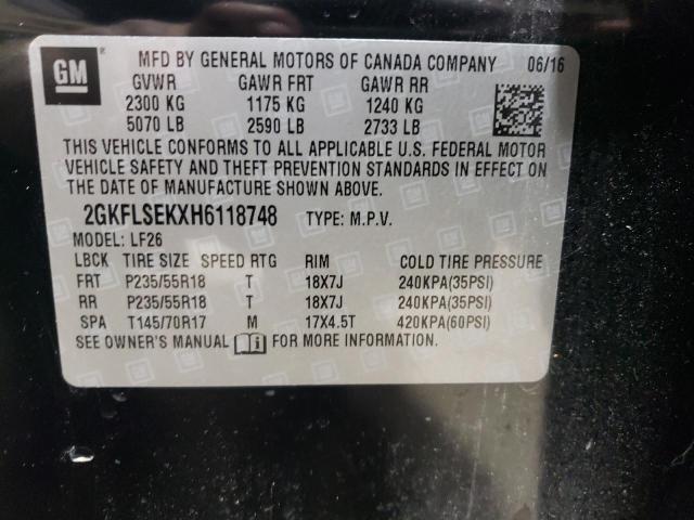 2GKFLSEKXH6118748 - 2017 GMC TERRAIN SLE BLACK photo 13