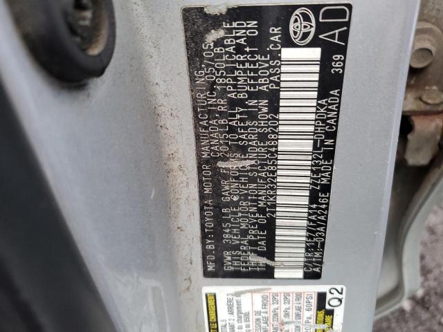 2T1KR32E85C488202 - 2005 TOYOTA COROLLA MA XR SILVER photo 12