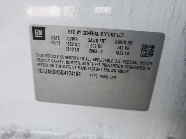 1G1JA6SH5G4174164 - 2016 CHEVROLET SONIC LS 白色 照片 12