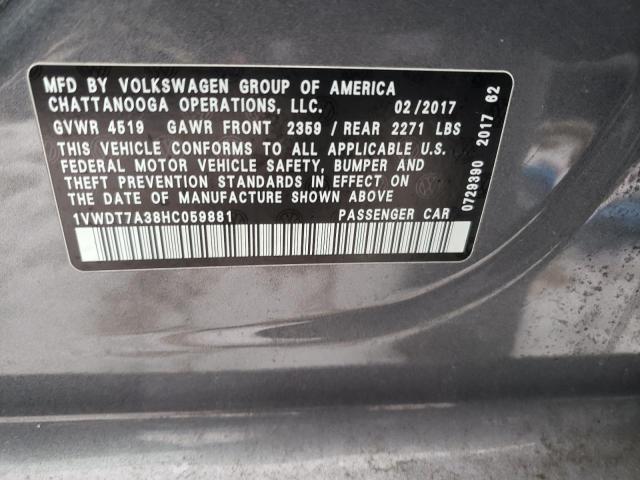 1VWDT7A38HC059881 - 2017 VOLKSWAGEN PASSAT R-LINE Grau Foto 12