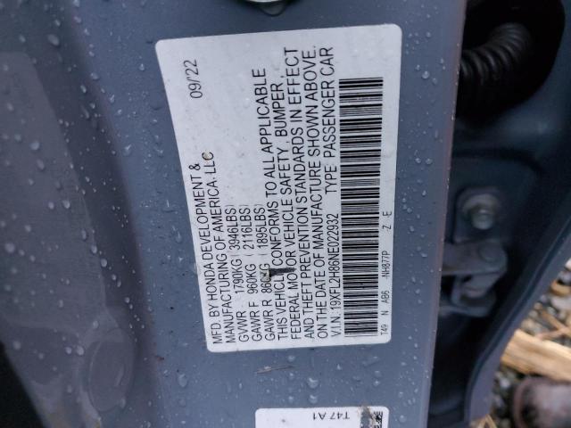19XFL2H86NE022932 - 2022 HONDA CIVIC SPORT 灰色 照片 12