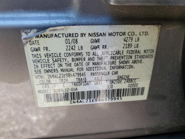 1N4AL21E98N479945 - 2008 NISSAN ALTIMA 2.5 BROWN photo 12