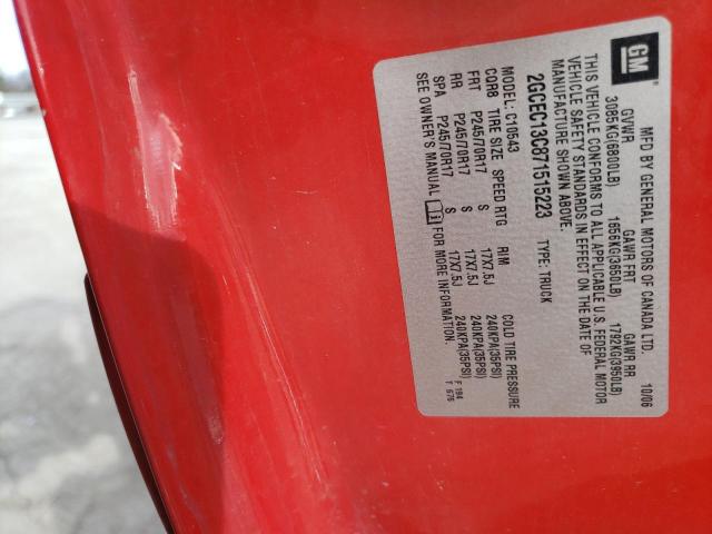 2GCEC13C871515223 - 2007 CHEVROLET SILVERADO C1500 CREW CAB RED photo 12