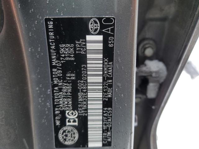 2T1KR32E48C702073 - 2008 TOYOTA COROLLA MA XR CHARCOAL photo 13