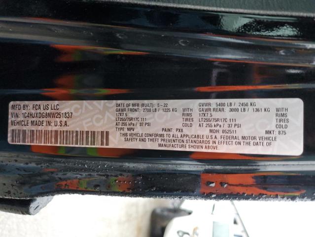 1C4HJXDG8NW251837 - 2022 JEEP WRANGLER U SPORT შავი ფოტო 12