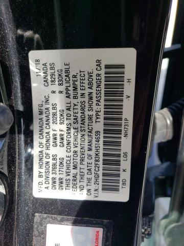 2HGFC2F83KH514659 - 2019 HONDA CIVIC SPORT 黑色 照片 13