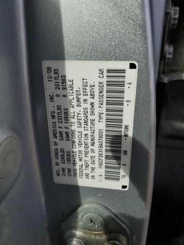 1HGCP26319A079001 - 2009 HONDA ACCORD LX SILVER photo 12