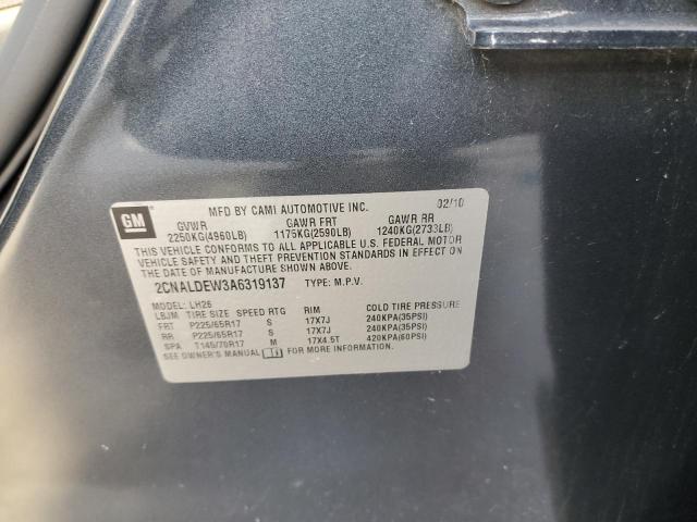 2CNALDEW3A6319137 - 2010 CHEVROLET EQUINOX LT GRAY photo 13