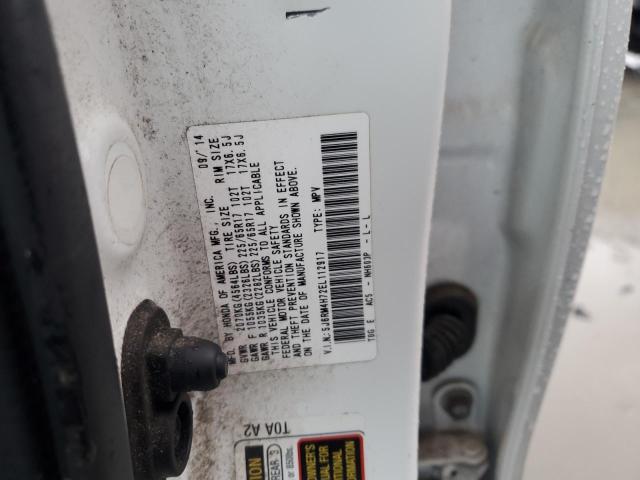 5J6RM4H72EL112917 - 2014 HONDA CR-V EXL WHITE photo 13