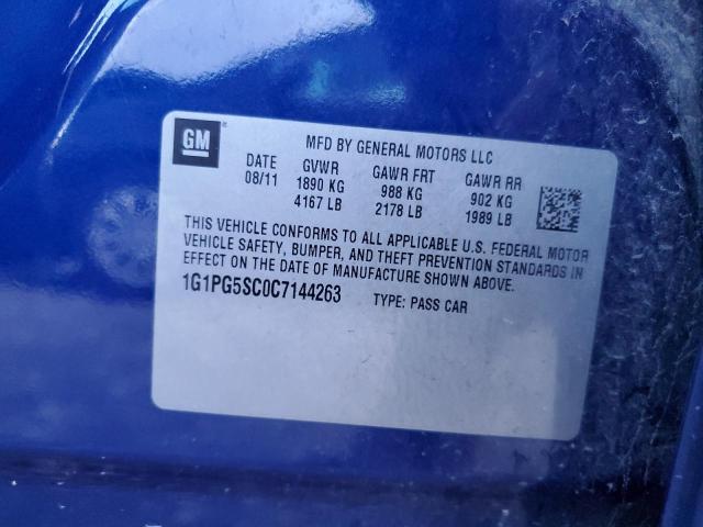 1G1PG5SC0C7144263 - 2012 CHEVROLET CRUZE LT BLUE photo 12