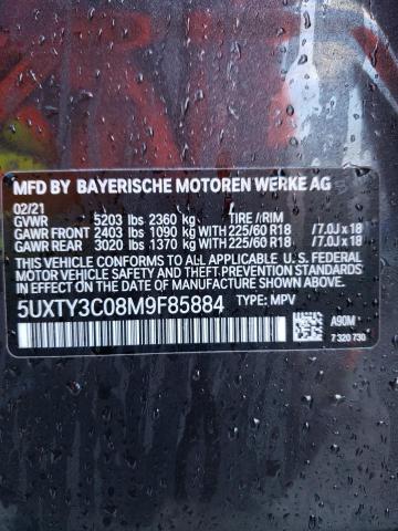 5UXTY3C08M9F85884 - 2021 BMW X3 SDRIVE30I BLUE photo 12