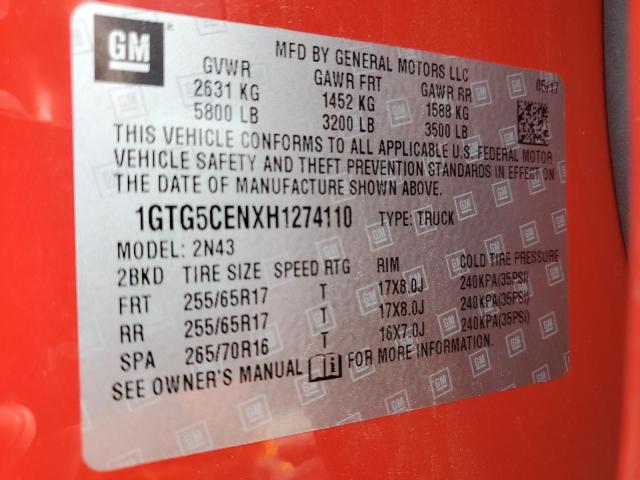 1GTG5CENXH1274110 - 2017 GMC CANYON SLE RED photo 12