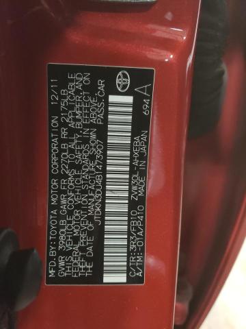 JTDKN3DU4B1473907 - 2011 TOYOTA PRIUS RED photo 12