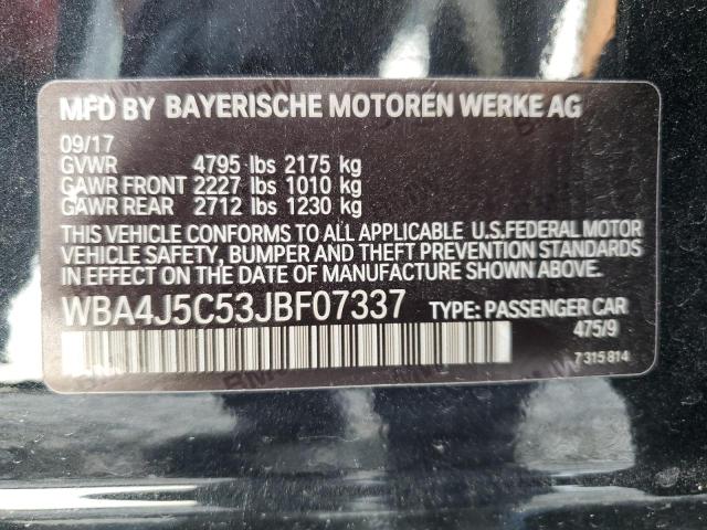 WBA4J5C53JBF07337 - 2018 BMW 440I GRAN COUPE BLACK photo 12