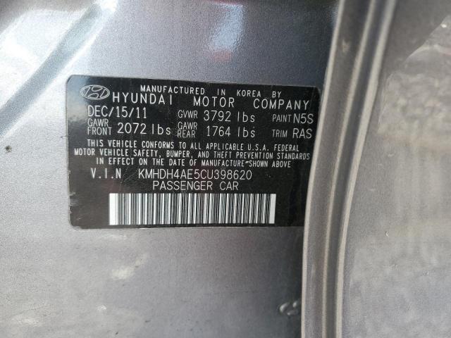 KMHDH4AE5CU398620 - 2012 HYUNDAI ELANTRA GLS SILVER photo 12