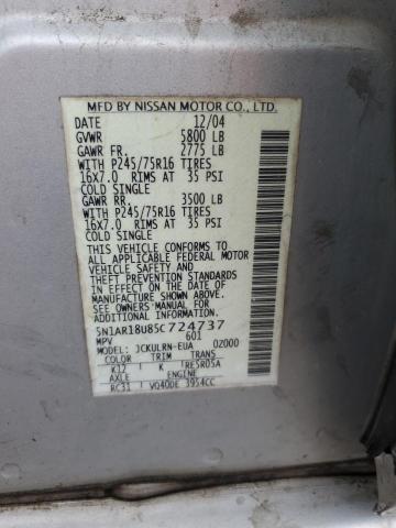 5N1AR18U85C724737 - 2005 NISSAN PATHFINDER LE 银色 照片 12