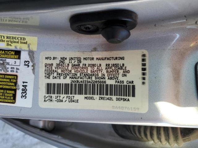 1NXBU4EE9AZ285666 - 2010 TOYOTA COROLLA BASE GRAY photo 12