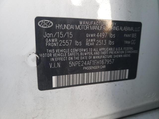 5NPE24AF1FH167957 - 2015 HYUNDAI SONATA SE WHITE photo 12