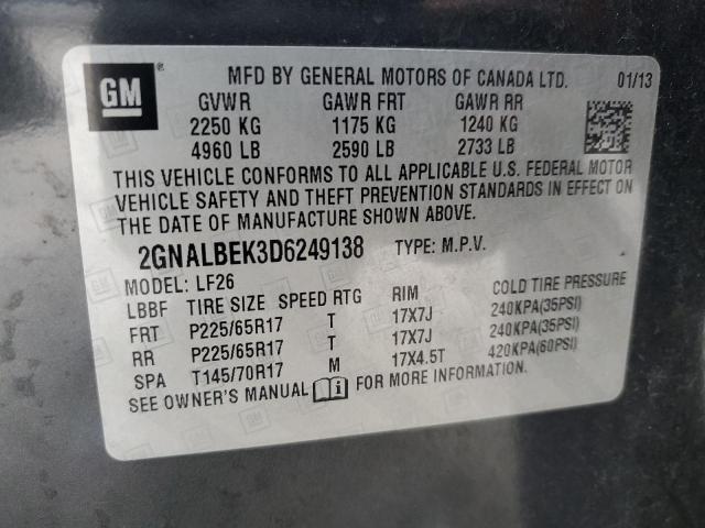 2GNALBEK3D6249138 - 2013 CHEVROLET EQUINOX LS GRAY photo 12