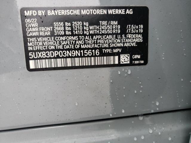 5UX83DP03N9N15616 - 2022 BMW X3 XDRIVEM40I GRAY photo 14