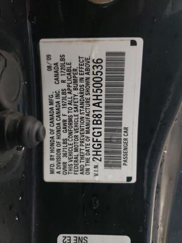 2HGFG1B81AH500536 - 2010 HONDA CIVIC EX BLACK photo 12