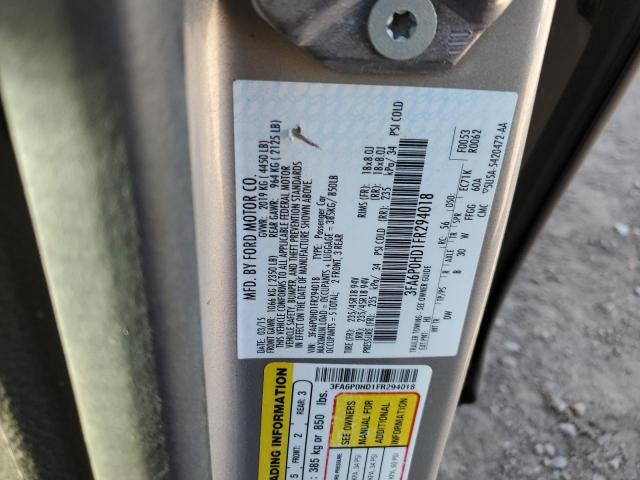 3FA6P0HD1FR294018 - 2015 FORD FUSION SE GRAY photo 12