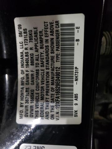 19XFA16529E049012 - 2009 HONDA CIVIC LX BLACK photo 13