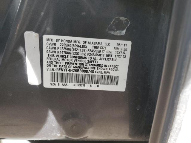 5FNYF4H26BB088748 - 2011 HONDA PILOT LX CHARCOAL photo 12