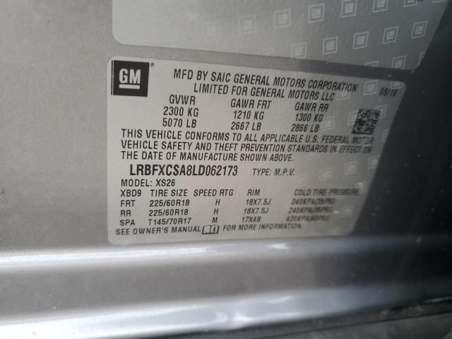 LRBFXCSA8LD062173 - 2020 BUICK ENVISION ESSENCE GRAY photo 12