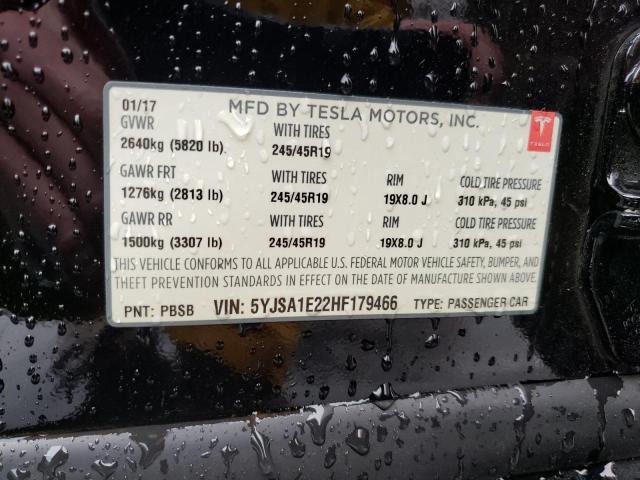 5YJSA1E22HF179466 - 2017 TESLA MODEL S Սև լուսանկար 13