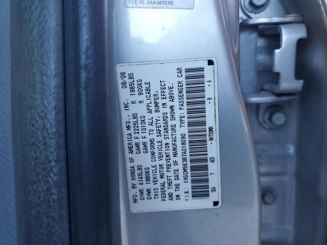 1HGCM56387A018090 - 2007 HONDA ACCORD SE SILVER photo 12