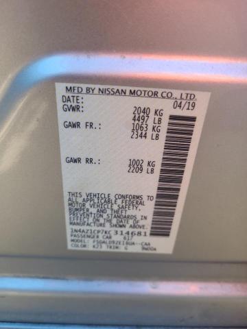 1N4AZ1CP7KC314681 - 2019 NISSAN LEAF S SILVER photo 12