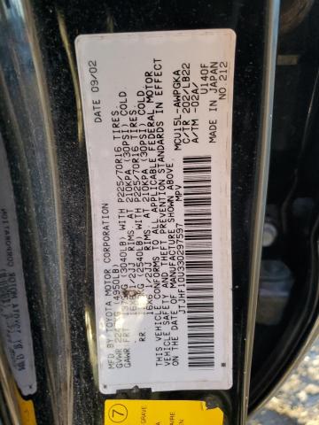 JTJHF10U330297597 - 2003 LEXUS RX 300 BLACK photo 12