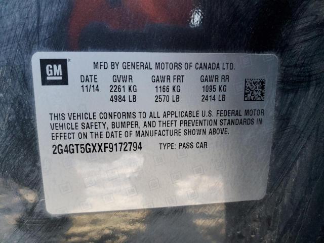 2G4GT5GXXF9172794 - 2015 BUICK REGAL GS CHARCOAL photo 12