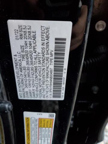 5FNYF8H54NB004867 - 2022 HONDA PASSPORT EXL أسود صورة 12