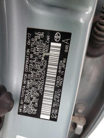 JTDKN3DU9C5479664 - 2012 TOYOTA PRIUS BLUE photo 12