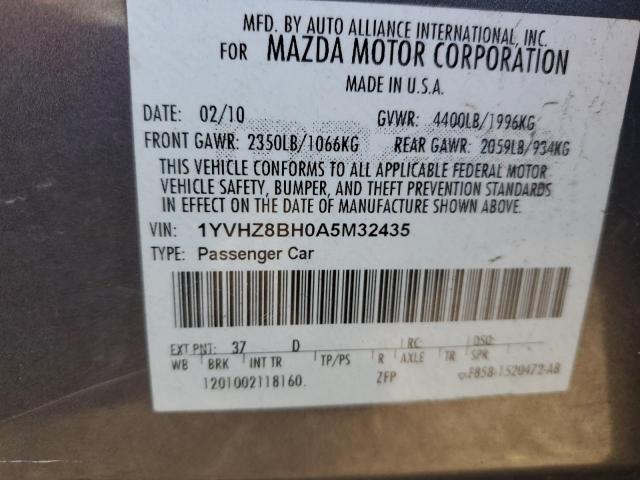 1YVHZ8BH0A5M32435 - 2010 MAZDA 6 I GRAY photo 12