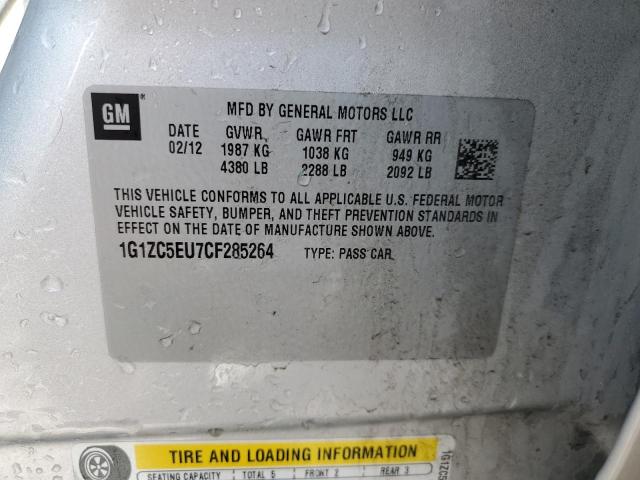 1G1ZC5EU7CF285264 - 2012 CHEVROLET MALIBU 1LT SILVER photo 12