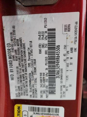 3LN6L5E94HR645506 - 2017 LINCOLN MKZ RESERVE წითელი ფოტო 12