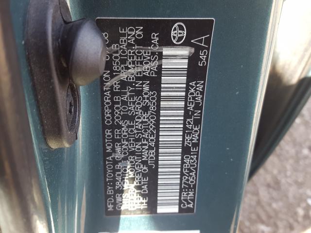 JTDBL40E299078503 - 2009 TOYOTA COROLLA BASE  照片 10