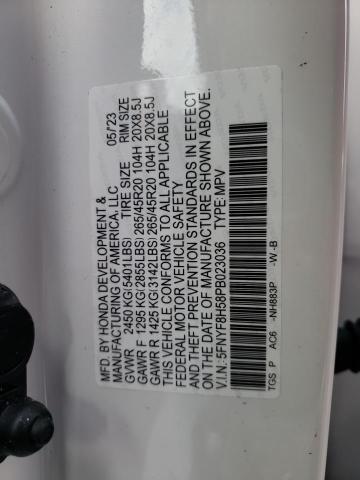 5FNYF8H58PB023036 - 2023 HONDA PASSPORT EXL WHITE photo 13