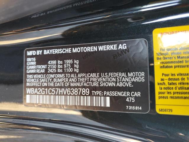 WBA2G1C57HV638789 - 2017 BMW M240I BLACK photo 12