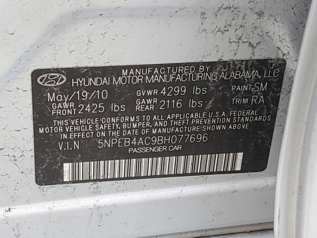 5NPEB4AC9BH077696 - 2011 HYUNDAI SONATA GLS SILVER photo 12