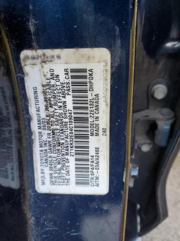 2T1KR32E84C189047 - 2004 TOYOTA COROLLA MA XR BLUE photo 12