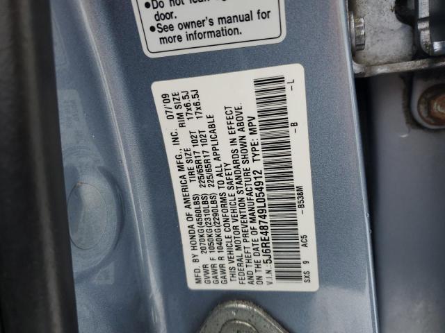 5J6RE48749L054912 - 2009 HONDA CR-V EXL BLUE photo 13